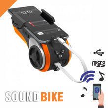Cargar imagen en el visor de la galería, Soundbike - Luz Led + Audio Parlante Bicicleta Bluetooth + Base Celular
