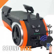 Cargar imagen en el visor de la galería, Soundbike - Luz Led + Audio Parlante Bicicleta Bluetooth + Base Celular

